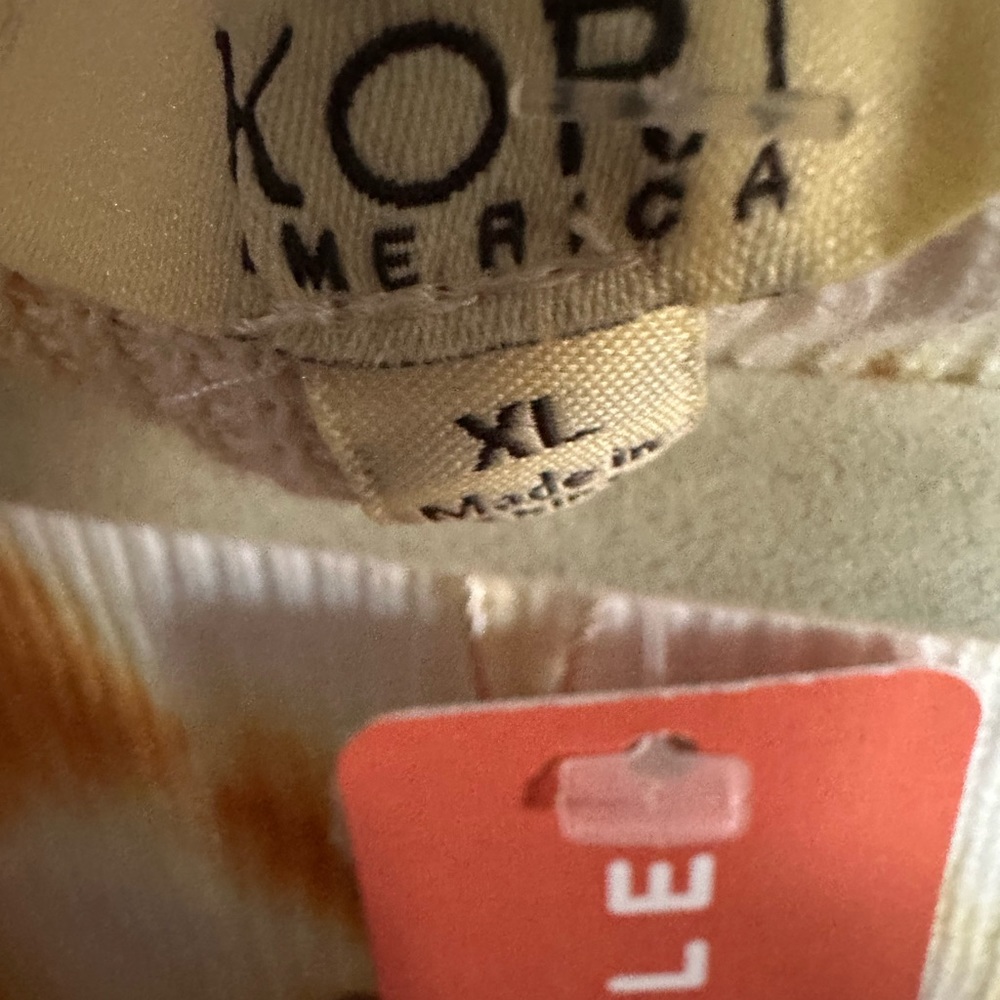 Kori America NWT tie dyed yellow/white v-neck cotton sweater size XL - Picture 4 of 8
